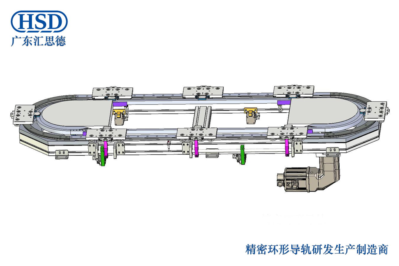 中载环形导轨输送线椭圆型材链条循环线模型(图3)