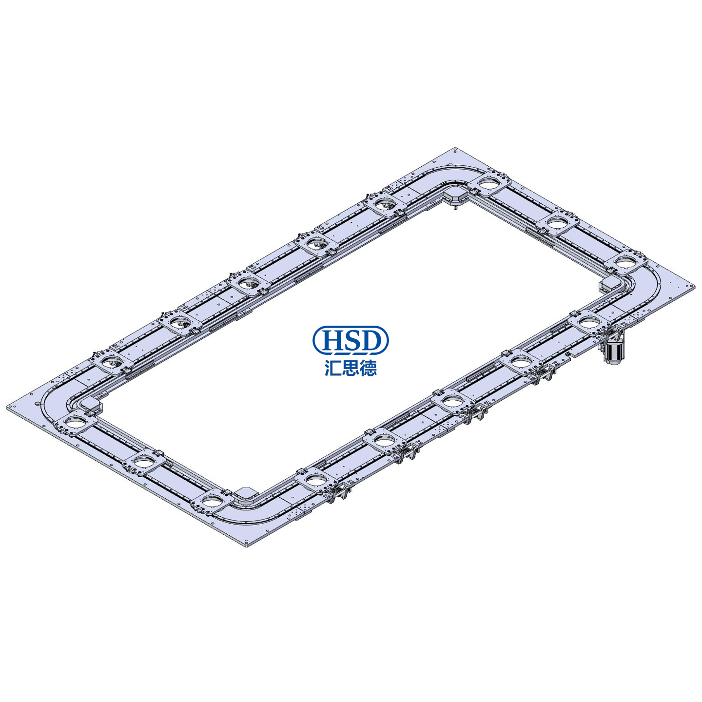 16工位矩形水平内外双轨环形导轨输送线模型