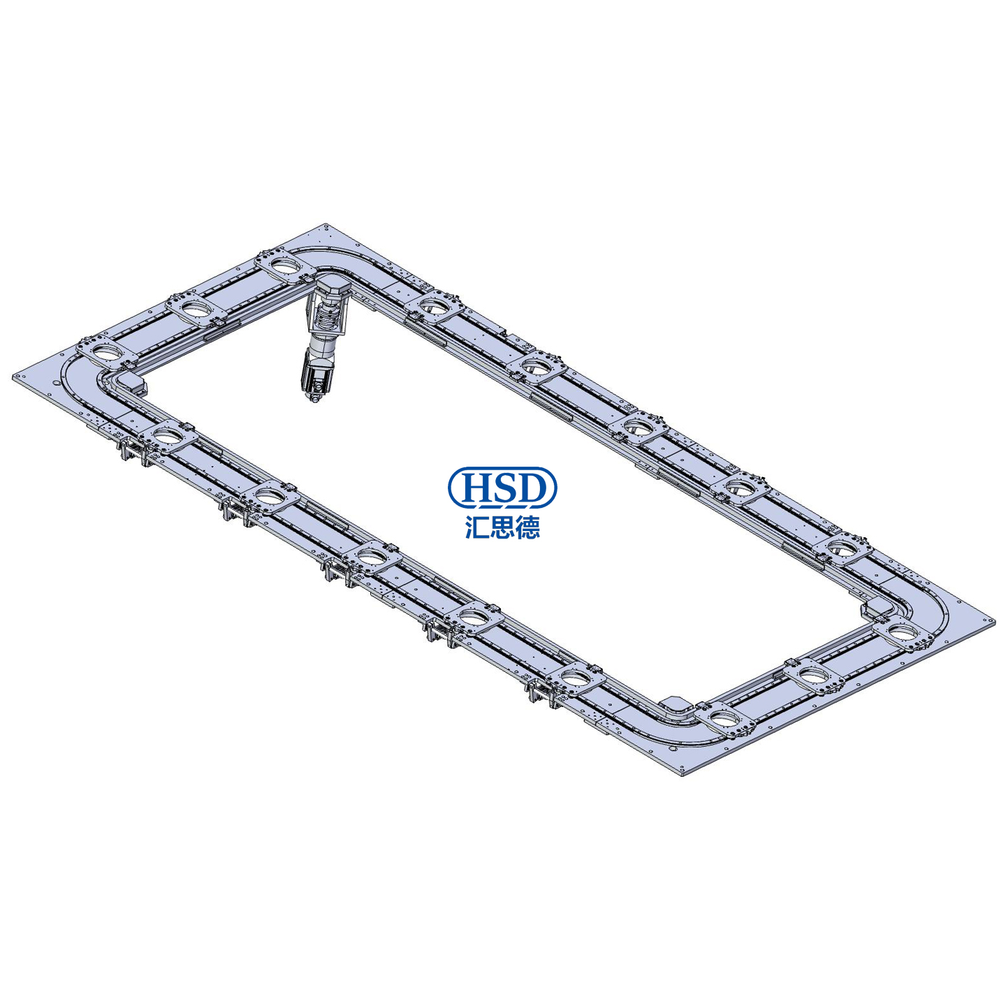 水平内外双轨16工位矩形环形导轨输送线模型